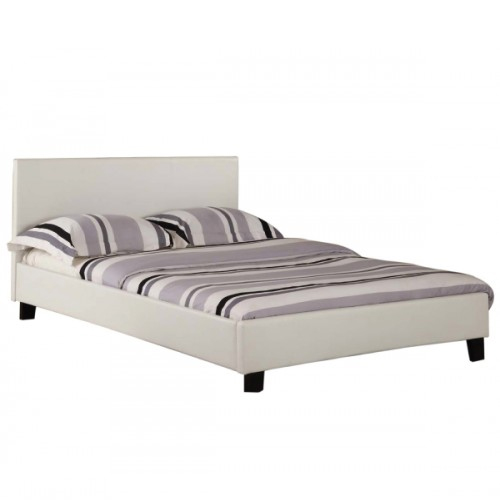 Mondeo PU Leather Double White Bed